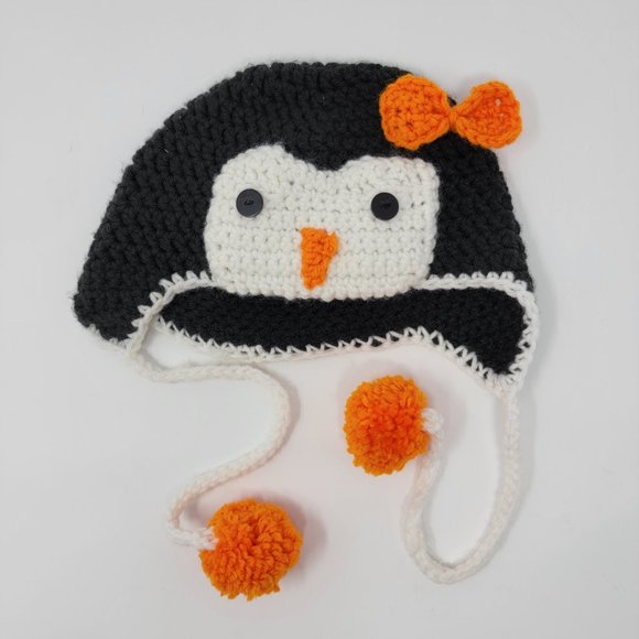 Girl's Penguin Knit Winter Hat - Picture 2 of 3